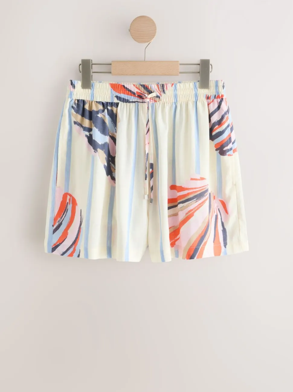 Blauw/ecru - Short met linnen