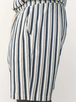 Blauw/ecru - Shorts met verticale strepen