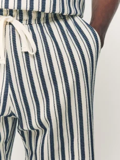 Blauw/ecru - Shorts met verticale strepen