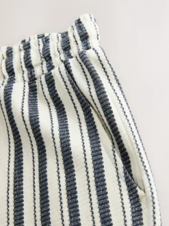 Blauw/ecru - Shorts met verticale strepen