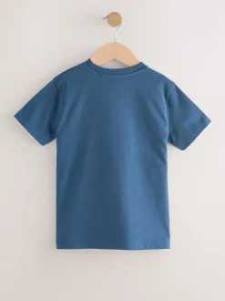 Blauw/ecru - T-shirt met kleurvlakken en korte mouwen (3-16 jr)