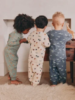 Blauw/ecru - Verpakking van 3 oversized pyjama's 3 (9mnd -10jr)