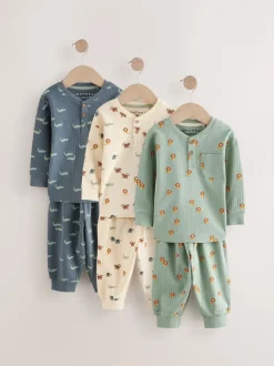 Blauw/ecru - Verpakking van 3 oversized pyjama's 3 (9mnd -10jr)