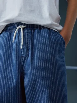 Blauw/ecru gestreept - Denim jeans met elastische taille (3-16jr)