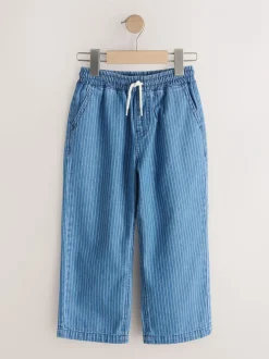 Blauw/ecru gestreept - Denim jeans met elastische taille (3-16jr)