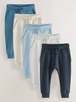 Blauw/Ecru/Marineblauw - Verpakking van 5 joggingbroeken (3mnd-7jr)