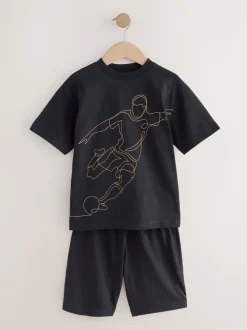 Blauwe/Zwarte/Groene voetbal - Set van 3 pyjama's met short (3-16 jr)