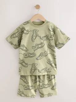 Blauwe/Zwarte/Groene voetbal - Set van 3 pyjama's met short (3-16 jr)