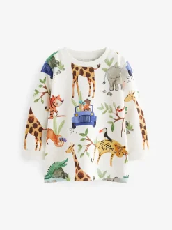 Blauw/geel safari - T-shirts met lange mouwen en dierenfiguurprint verpakking van 3 (3 mnd - 7 jr)