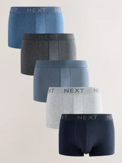 Blauw/grijs - 5 Hipsterboxershorts