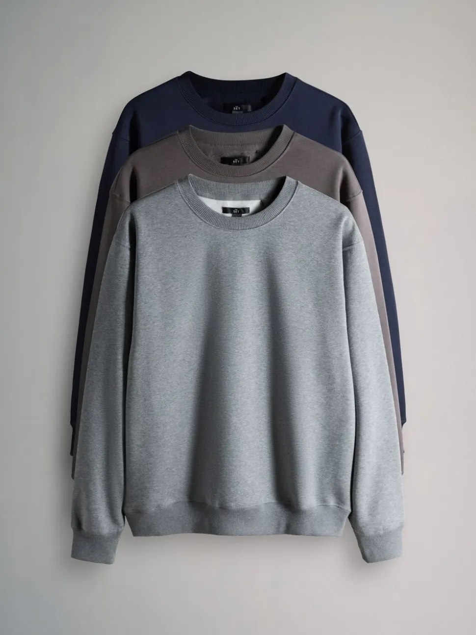 Blauw/grijs - Verpakking van 3 - The Set Crew Neck Relaxed Fit Sweatshirts