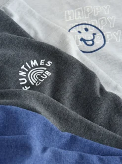 Blauw/grijs met slogan - Verpakking van 3 relaxed fit pyjama's (9mnd-10jr)