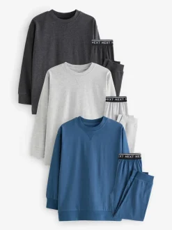 Blauw/grijs/antracietkleurig - Pyjama met korte pijpen 3 stuks (3-16jaar) (3-16jaar)
