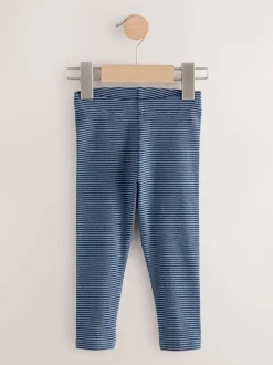Blauw/grijs/gestreept - Verpakking van 5 geribbelde Leggings (3mnd -7jr)