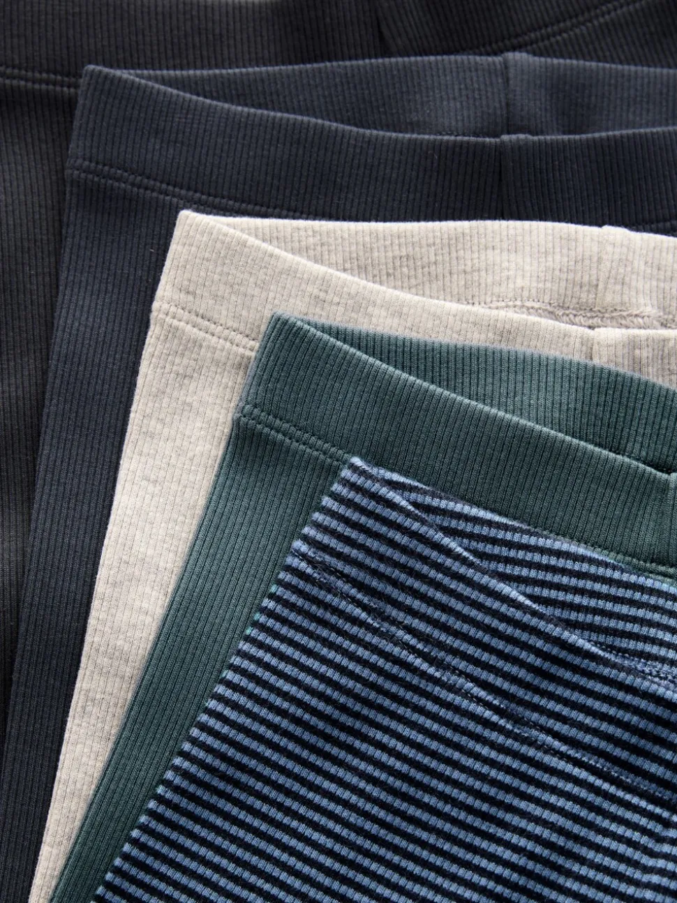 Blauw/grijs/gestreept - Verpakking van 5 geribbelde Leggings (3mnd -7jr)