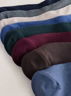 Blauw/grijs/groen - Verpakking van 8 - Frisblijvende sokken met borduursel