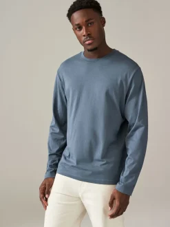Blauw/grijs/neutraal - Normale Pasvorm - verpakking van 5 regular-fit T-shirts met lange mouwen van 100% katoen