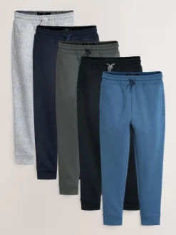 Blauw/grijs/zwart - Basic joggingbroeken, set van 5 (3-16jaar)