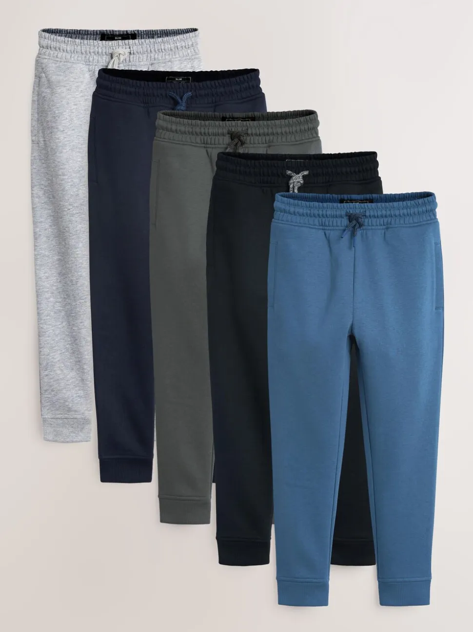 Blauw/grijs/zwart - Basic joggingbroeken, set van 5 (3-16jaar)