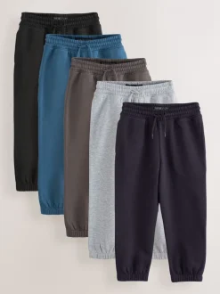 Blauw/grijs/zwart - Basic joggingbroeken, set van 5 (3-16jaar)