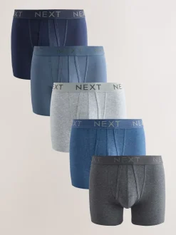 Blauw/grijs/zwart - Boxershorts van katoenrijk materiaal met A-voorkant