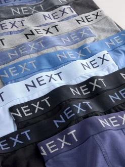 Blauw/grijs/zwart - Katoenrijke trunk boxershorts verpakking van 10