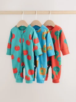 Blauwgroen - 3 Pack Baby-pyjama's met tweewegrits (0mnd -3jr)