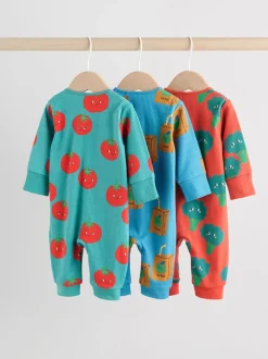 Blauwgroen - 3 Pack Baby-pyjama's met tweewegrits (0mnd -3jr)