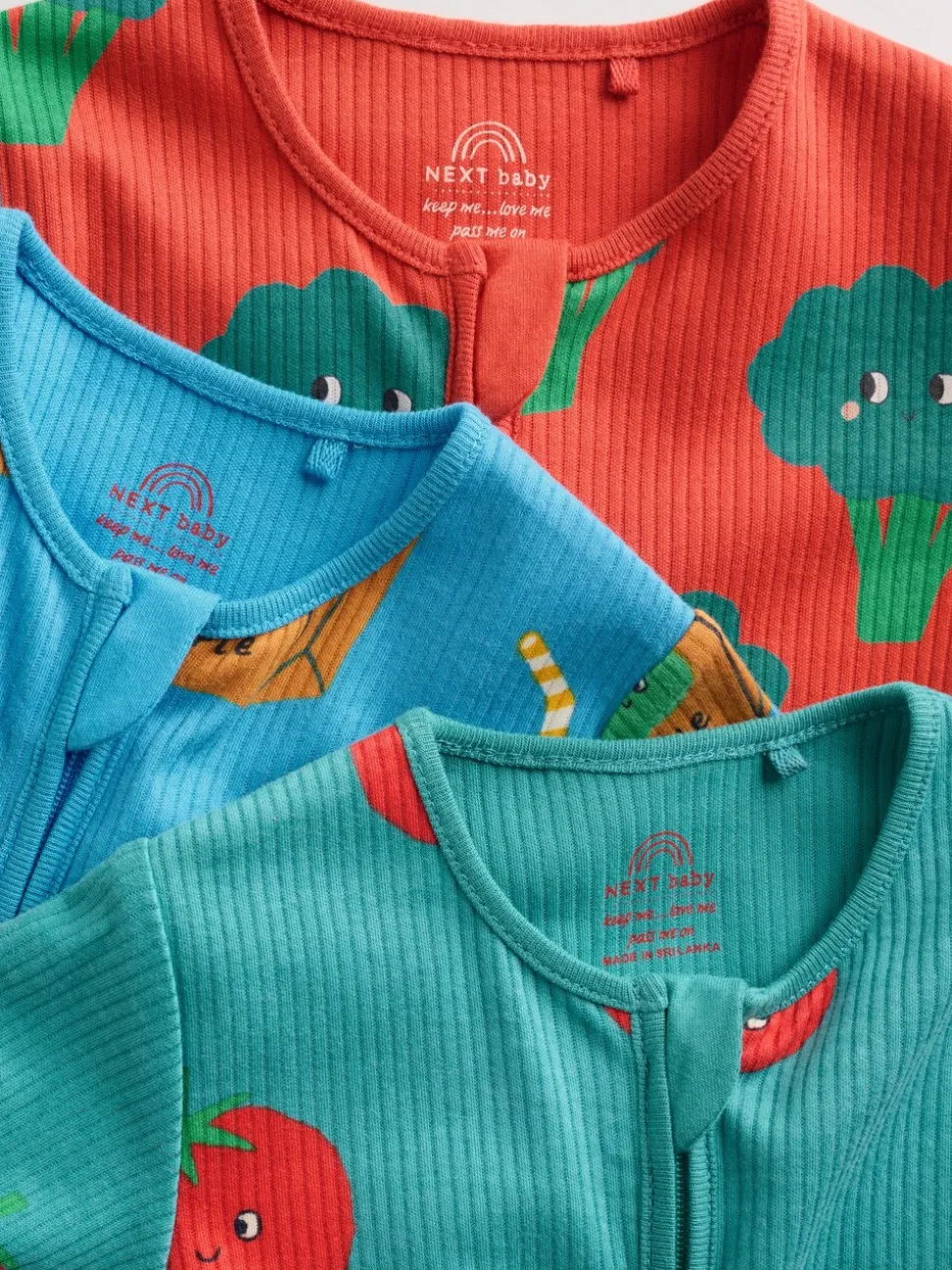 Blauwgroen - 3 Pack Baby-pyjama's met tweewegrits (0mnd -3jr)