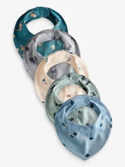 Blauwgroen - 5 Pack Dribble Baby 100% Cotton Bibs