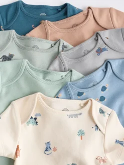 Blauwgroen - Baby 100% katoenen bodysuits verpakking van 7