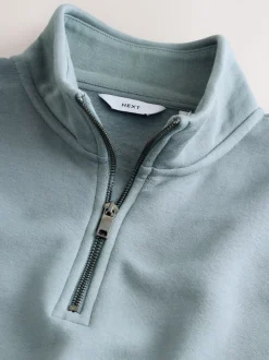Blauw/Groen - Kwartrits - Sweatshirt van jersey met hoog katoengehalte