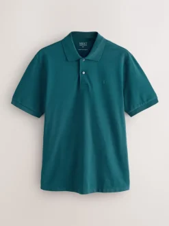 Blauwgroen - Normale Pasvorm - Piqué poloshirt met korte mouwen