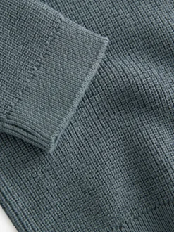 Blauwgroen - Poloshirt met lange mouwen en kwartrits (3mnd-7jr)