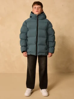 Blauwgroen - Regenbestendige gewatteerde jas met microfleece voering (3-17jr)