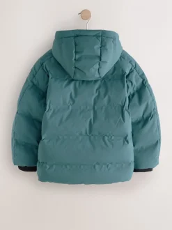 Blauwgroen - Regenbestendige gewatteerde jas met microfleece voering (3-17jr)