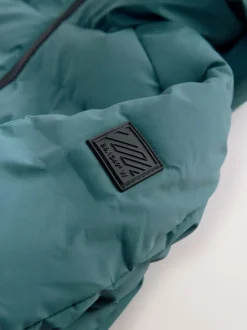 Blauwgroen - Regenbestendige gewatteerde jas met microfleece voering (3-17jr)