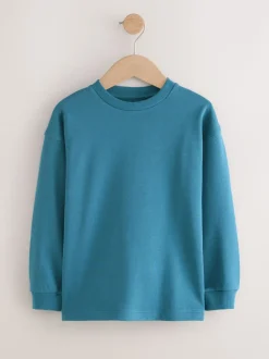 Blauwgroen - Relaxed Fit Long Sleeve Heavyweight T-Shirt (3-16yrs)