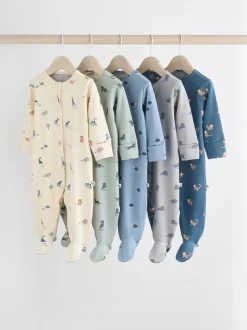 Blauwgroen - Set van 5 baby-pyjama's met patroon (0-2jr)
