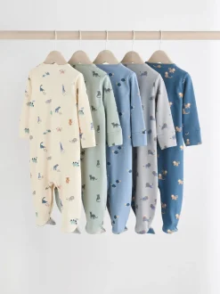 Blauwgroen - Set van 5 baby-pyjama's met patroon (0-2jr)