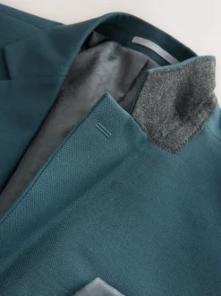 Blauwgroen - Slim Fit - Kostuum met textuur: colbert