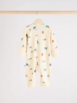 Blauwgroen - Verpakking van 3 baby-pyjama's met rits en print (0mnd -3jr)