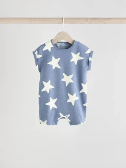 Blauwgroen - Verpakking van 4 100% katoenen Babyrompertjes