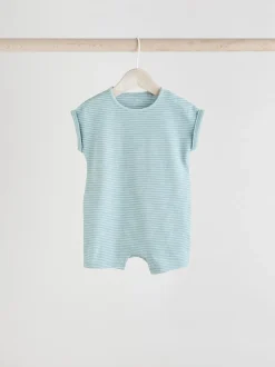 Blauwgroen - Verpakking van 4 100% katoenen Babyrompertjes