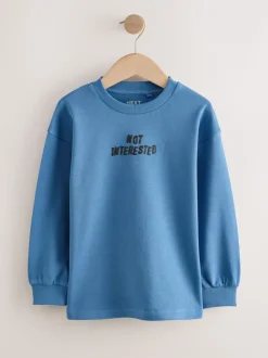 Blauw/groen met grafische print - Verpakking van 3 ruimvallende zware T-shirts met lange mouwen (3-16jr)