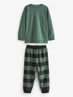 Blauw/Groen/Bruin - Verpakking van 3 geweven geruite pyjama's (3-16 jr)