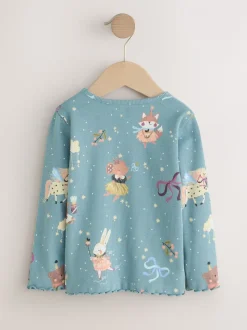 Blauwgroene fee - Geribbeld T-shirt met lange mouwen (3mnd-7jr)