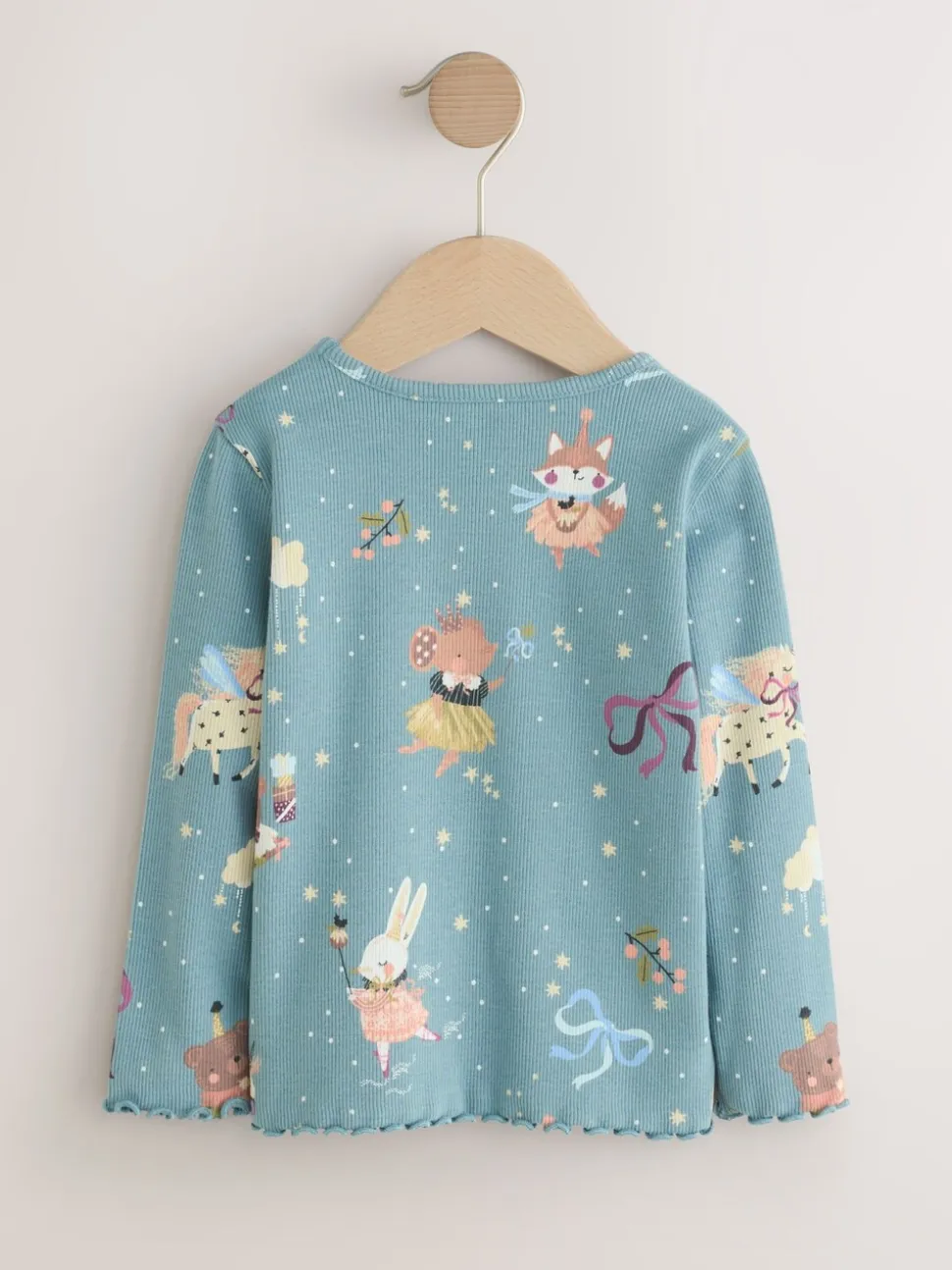 Blauwgroene fee - Geribbeld T-shirt met lange mouwen (3mnd-7jr)