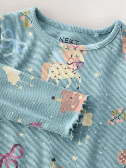 Blauwgroene fee - Geribbeld T-shirt met lange mouwen (3mnd-7jr)