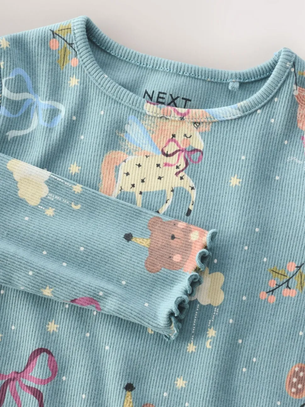 Blauwgroene fee - Geribbeld T-shirt met lange mouwen (3mnd-7jr)